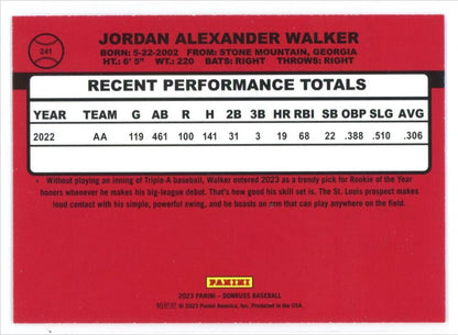 2023 Donruss Holo Pink 1990 Jordan Walker St. Louis Cardinals #241