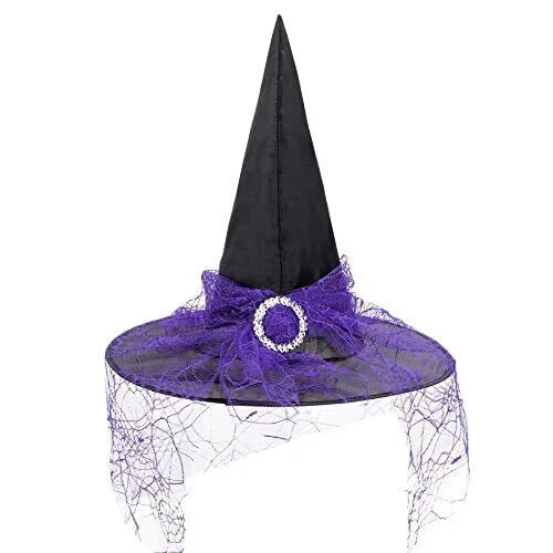 Zando Women's Lace Witch Hat Halloween Costume Accessory