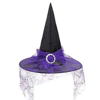 Zando Women's Lace Witch Hat Halloween Costume Accessory