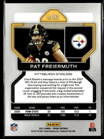 2021 Panini Prizm Pat Freiermuth Rookie #362 Steelers RC