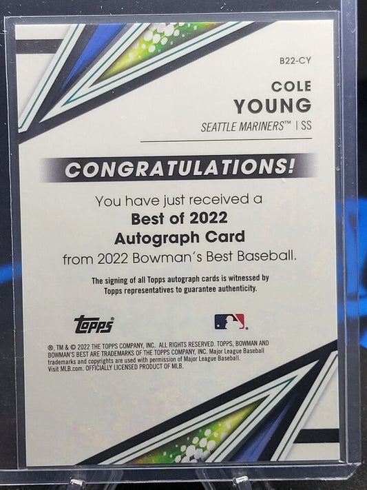 2022 Bowman's Best Auto Cole Young #B22-CY Seattle Mariners
