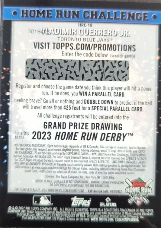 2022 Topps Update Vladimir Guerrero Jr 2022 Pick The Game Home Run Derby