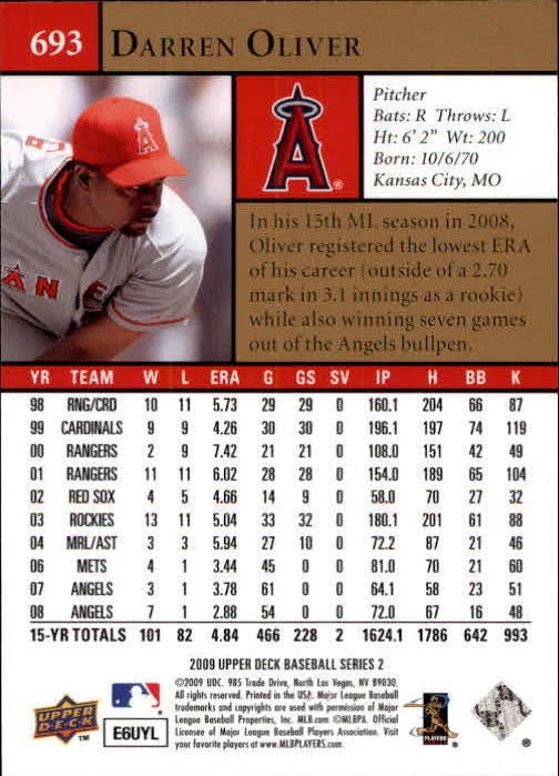 2009 Upper Deck Darren Oliver #693 Los Angeles Angels