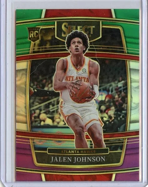 2021-22 Panini Select Jalen Johnson Rookies Green/White/Purple Prizm 17 Atlanta Hawks