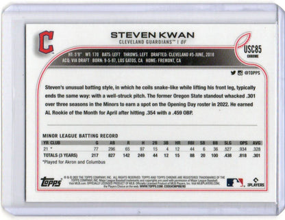 2022 Topps Chrome Update Steven Kwan Rookie Purple Refractor #USC85 Guardians RC