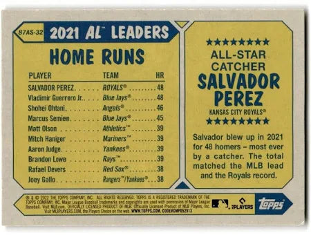 2022 Topps Salvador Perez #87AS-32 Kansas City Royals