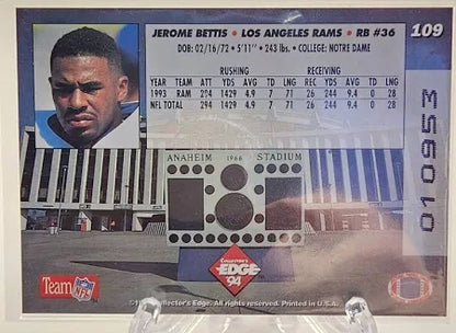 1994 COLLECTOR'S EDGE FOOTBALL 1ST DAY JEROME BETTIS #109 RAMS