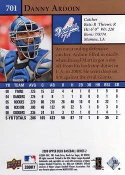 2009 Upper Deck Danny Ardoin #701 Los Angeles Dodgers