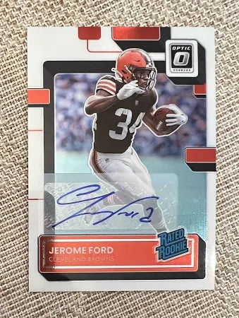 2022 Panini Donruss Optic Rated Rookies Auto 08/150 Jerome Ford #53 Cleveland Browns