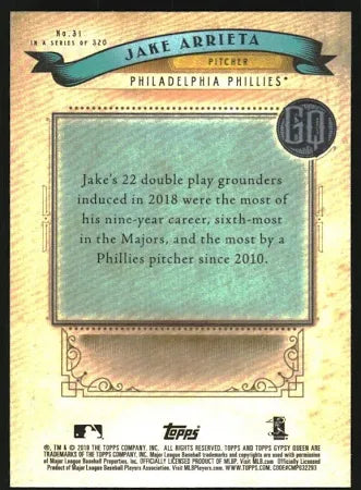2019 Topps Gypsy Queen Purple Jake Arrieta #31 Philadelphia Phillies