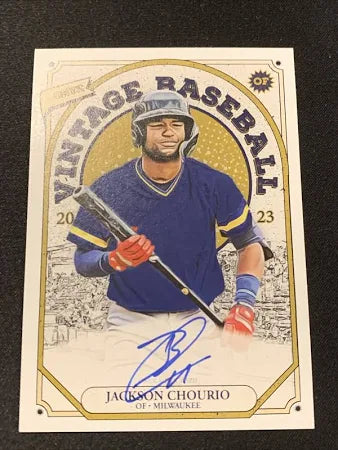 2023 Onyx Vintage Blue Signatures #VAJC Jackson Chourio - Milwaukee Brewers