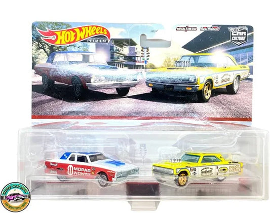 Hot Wheels Premium Car Culture 2 Pack '63 PLAYMOUNTH Belvedere 426 Wedge / '65 Dodge Coronet - walk-of-famesports