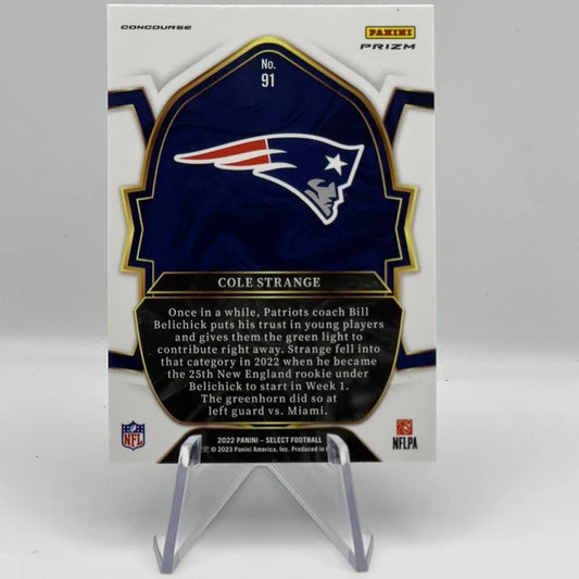 2022 Panini Select #91 Cole Strange RC Concourse Silver Prizm Patriots