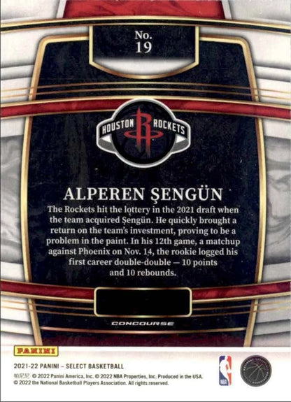 2021-22 Panini Select Alperen Sengun Rookies Blue Prizm 19 Houston Rockets