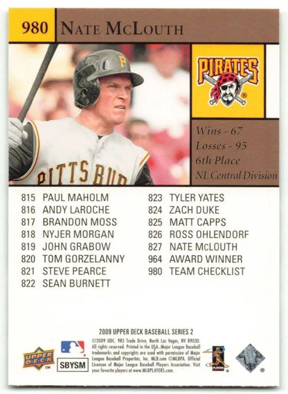 2009 Upper Deck Nate McLouth #827 Pittsburgh Pirates