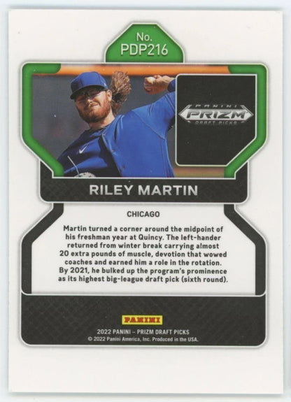 2022 Panini Prizm Draft Pick Riley Martin #216 Chicago Cubs