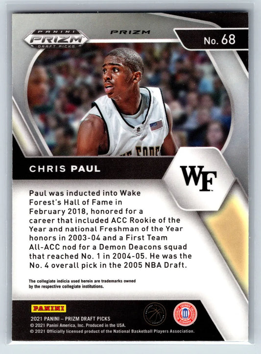 2021 Panini Prizm Chris Paul Red, White and Blue Prizms #68 Wake Forest Demon Deacons