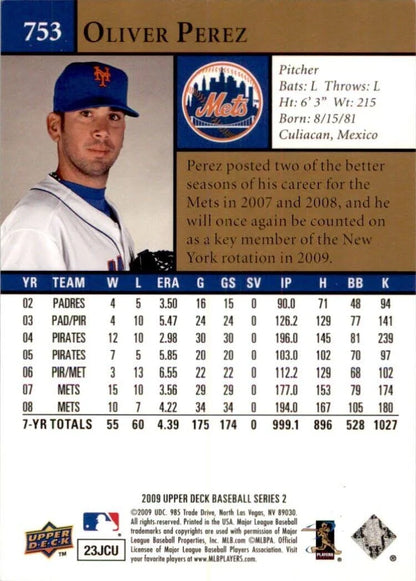 2009 Upper Deck Oliver Perez #753 New York Mets