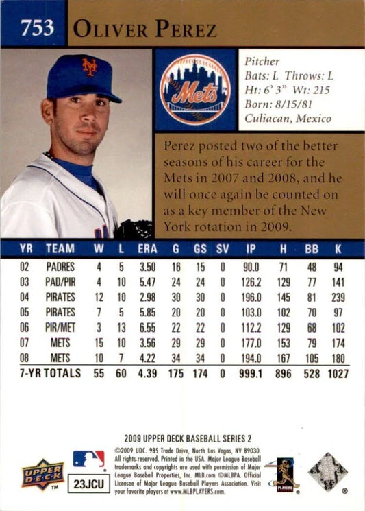 2009 Upper Deck Oliver Perez #753 New York Mets