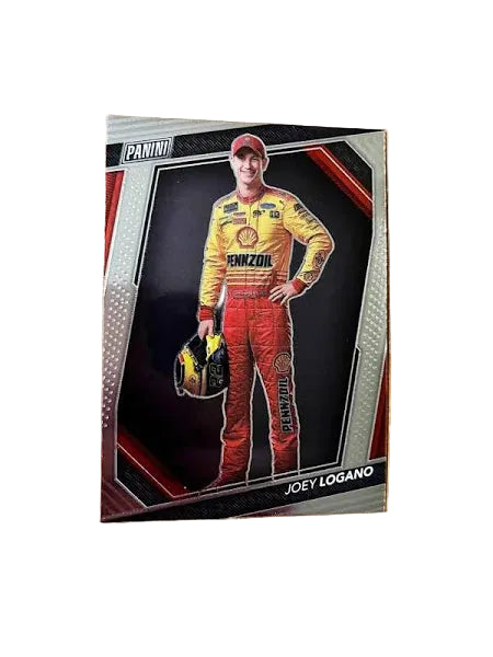 A trading card featuring NASCAR driver Joey Logano, number 70, with gold pack branding, from the 2023 Panini National Convention.