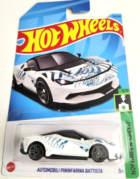 Hot Wheels Automobili Pininfarina Battista WHITE HW Green Speed 5/10 108/250 - walk-of-famesports
