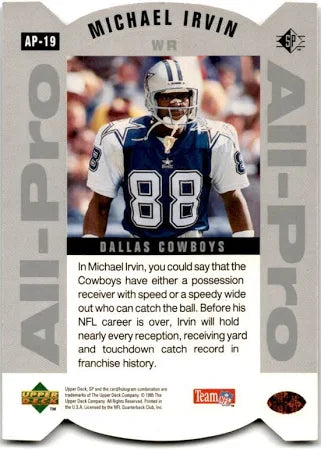 1995 Upper Deck SP Michael Irvin All-Pro Die-Cut #AP-19 Dallas Cowboys