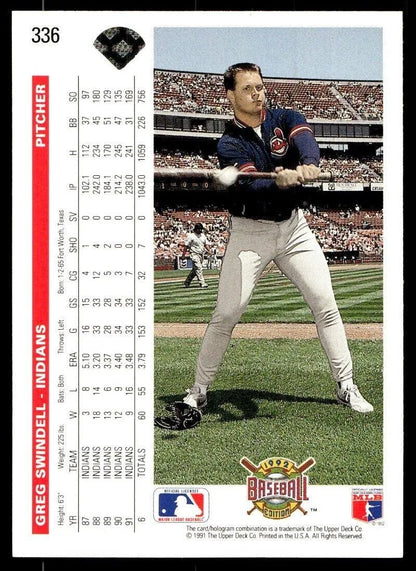 1992 Upper Deck Greg Swindell #336 Cleveland Indians
