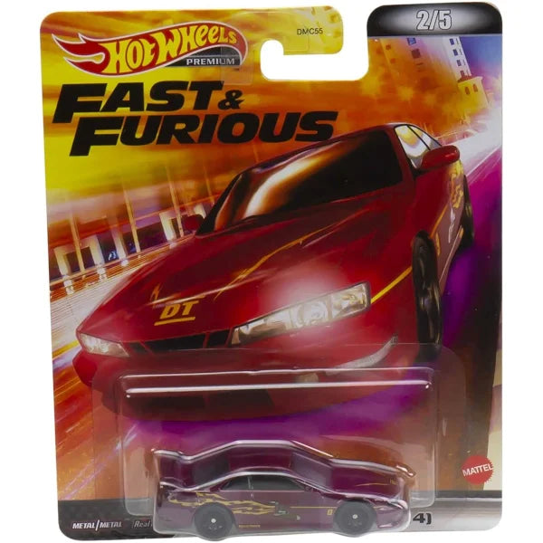 Hot Wheels Retro Entertainment Fast & Furious Case L Nissan Skyline (BNR34), Mitsubishi Eclipse, Nissan 240SX, Acura NSX, Nissan Skyline (BCNR33)