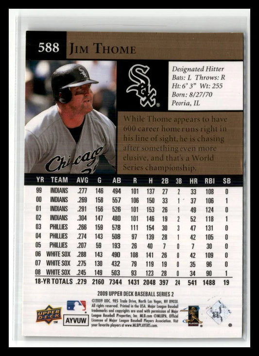2009 Upper Deck Jim Thome #588 Chicago White Sox