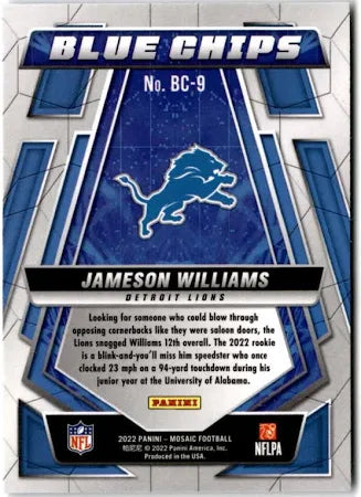 2022 Panini Mosaic Blue Chips Jameson Williams RC Rookies #BC-9