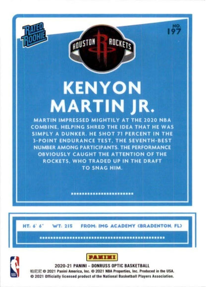 2020-21 Donruss Optic Fanatics Rated Rookies Kenyon Martin Jr. #197 Houston Rockets