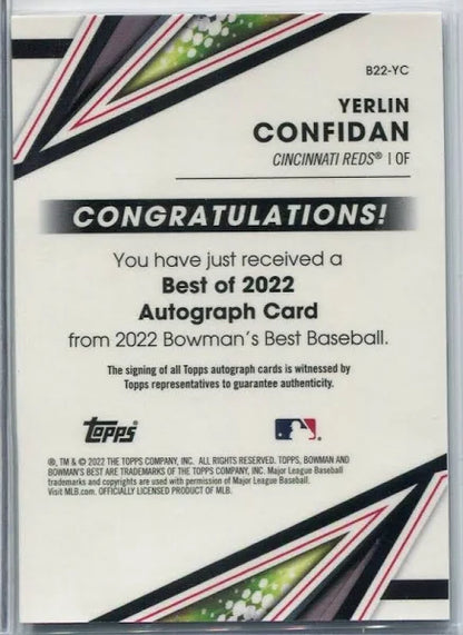 2022 Bowman's Best Yerlin Confidan Auto #B22-YC Cincinnati Reds