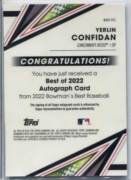 2022 Bowman's Best Yerlin Confidan Auto #B22-YC Cincinnati Reds