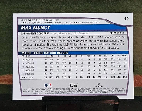 2023 Topps Big League Electric Orange Max Muncy #49 Los Angeles Dodgers