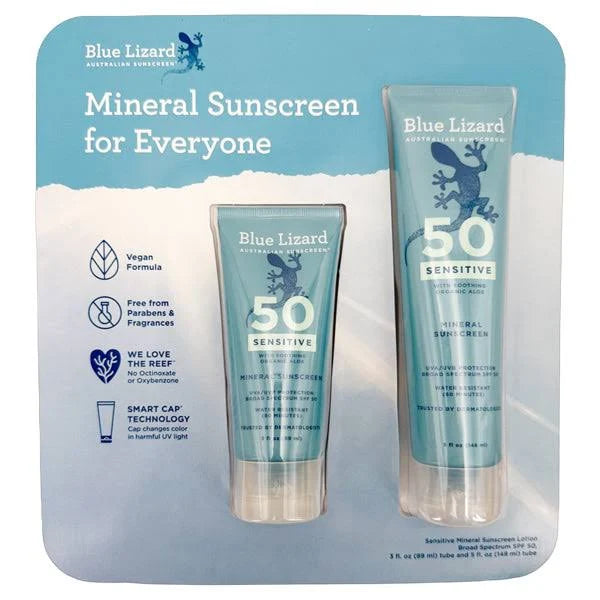 Blue Lizard Sensitive Mineral Sunscreen SPF 50 Twin Pack, 3 oz + 5 oz