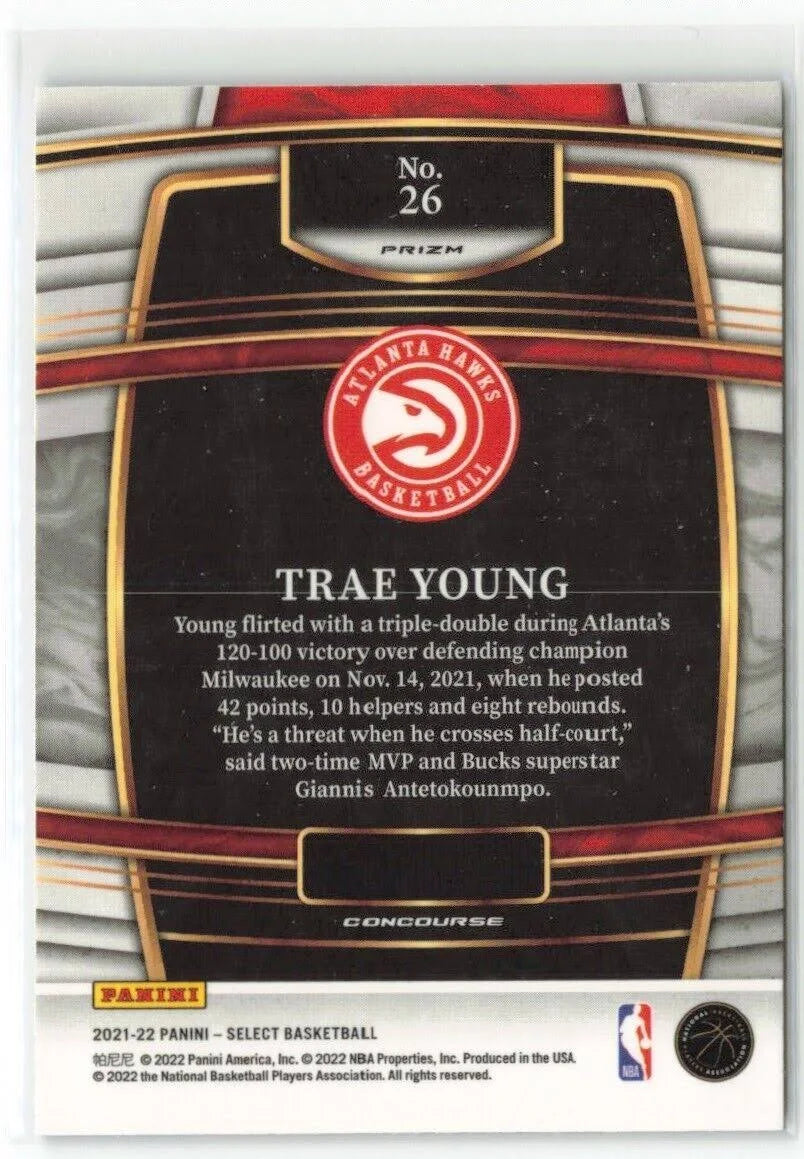 2021-22 Panini Select Trae Young Blue Prizm #26 Atlanta Hawks