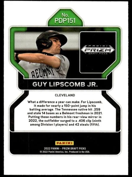 2022 Panini Prizm Draft Pick Guy Lipscomb Jr. #151 Cleveland Indians