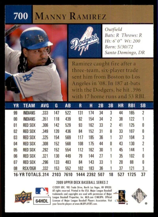 2009 Upper Deck Manny Ramirez #700 Los Angeles Dodgers