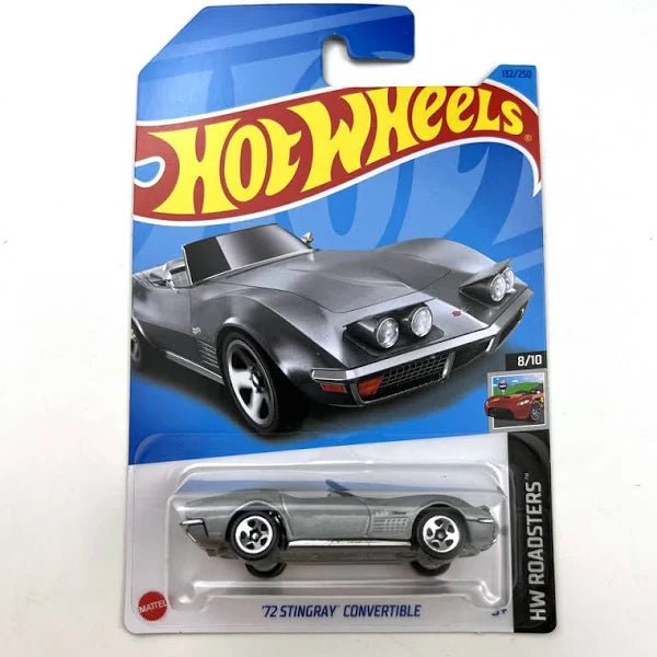 Hot Wheels '72 Stingray Convertible Silver HW Roadsters 8/10 132/250 - walk-of-famesports