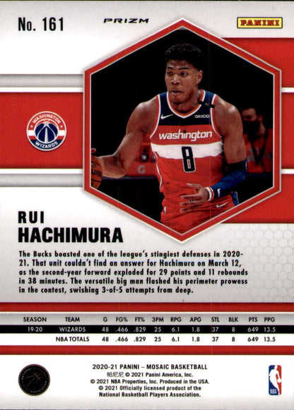 2020-21 Panini Mosaic Orange Mosaic Rui Hachimura #161 Washington Wizards