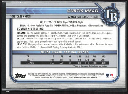 2022 Bowman Chrome Prospects Curtis Mead Mojo Refractors #BCP-223 Tampa Bay Rays