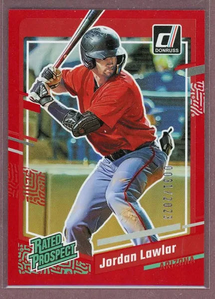 2023 Panini Donruss Rated Prospects Red Holo /2023 Jordan Lawlar #47 Arizona Diamondbacks