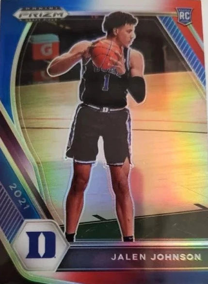 2021 Panini Prizm Jalen Johnson Rookie Red, White and Blue Prizms #10 Duke Blue Devils