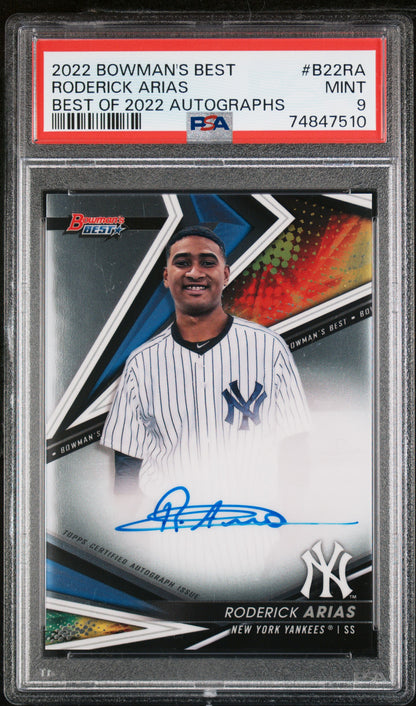 2022 Bowmans Best Roderick Arias Autograph #B22-RA PSA 9 Mint Yankees