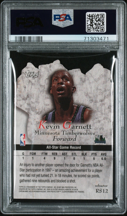 1997 Topps Rock Stars #RS12 Kevin Garnett Refractor PSA 9 Mint