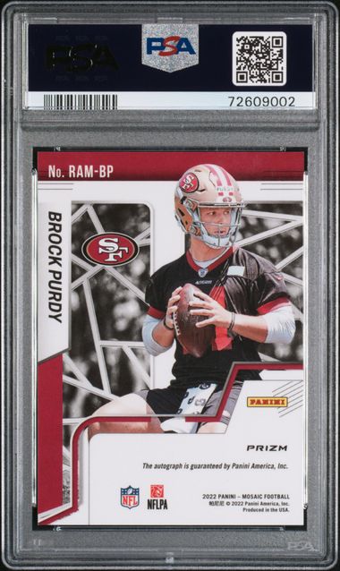 2022 Panini Mosaic Brock Purdy Rookie Autograph Mosaic #RAM-BP San Francisco 49ers PSA GEM Mint 10