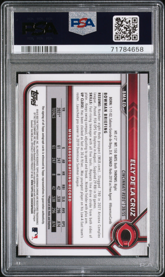 2022 Bowman Mega Box Autographs Elly De La Cruz #ED PSA 9