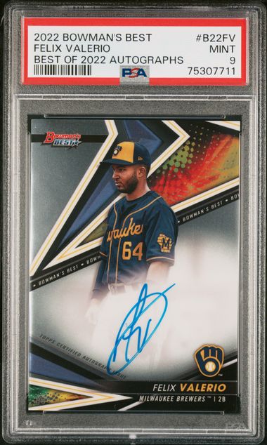 2022 Bowman's Best FELIX VALERIO Autographed REFRACTOR Prospect/Rookie SP B22-FV PSA 9