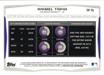 2014 Bowman Draft Top Prospects Raimel Tapia TP-75 Colorado Rockies