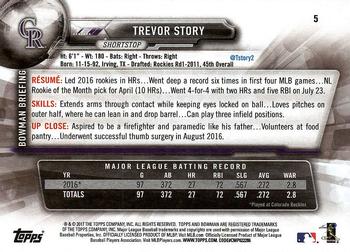 2017 Bowman Trevor Story  # 5 Colorado Rockies